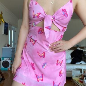 Dolls kill pink butterfly dress
